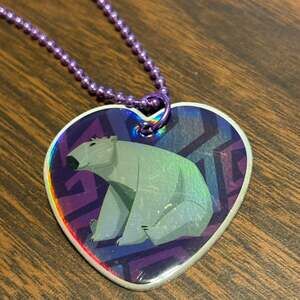 Rare 2016 Animal Jam Polar Bear Foil Tag Necklace - Discontinued Y2K Collectible